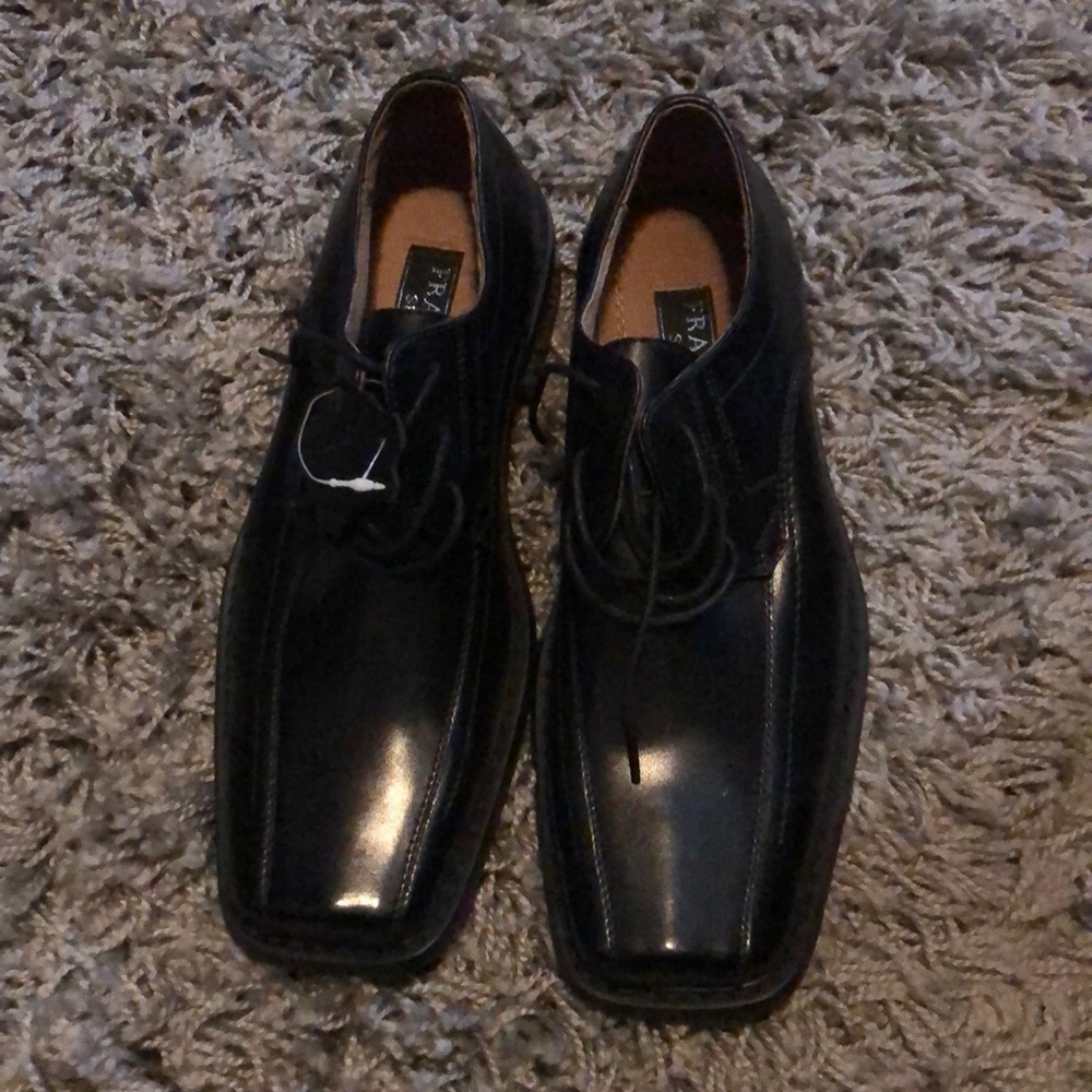 Black genuine leather dress shoes